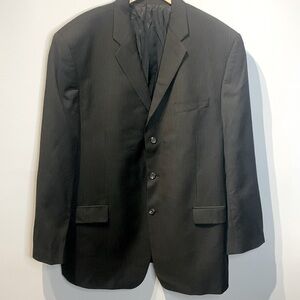 Chaps Black Pinstripe Sport Coat Made In Canada 100% Wool